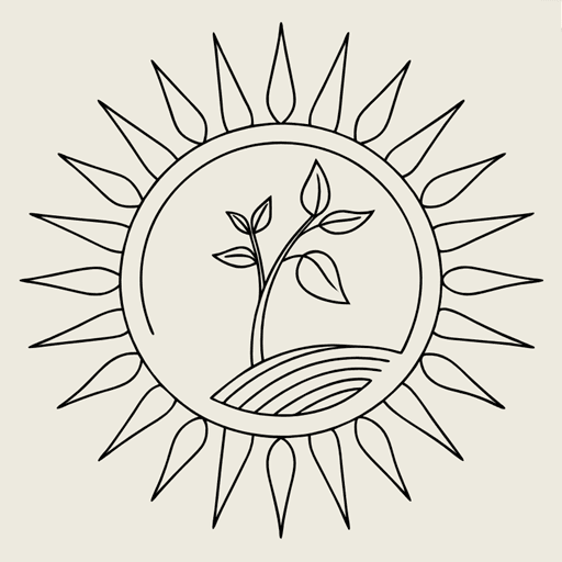 The sun/glow represents the "glow" aspect. The leaf symbolizes "growth".