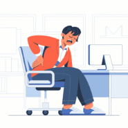 a-woman-is-seated-on-a-swivel-chair - dailyglowandgrow illustration of a woman seated on a swivel chair