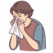 An illustration of a person sneezing from allergies