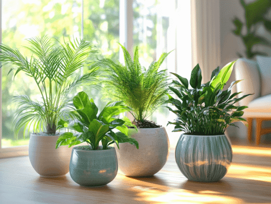 airy modern living room with green plants