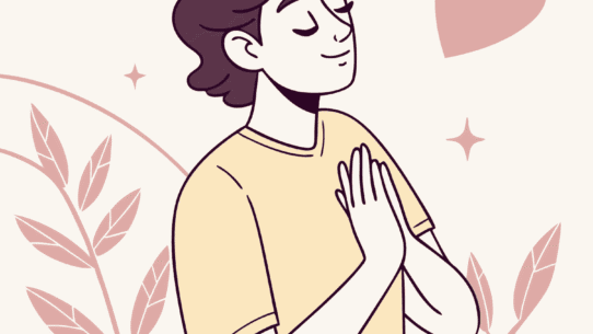 An illustration of a woman practicing self-compassing