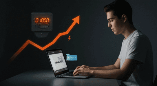 A man chatting with a chatbot