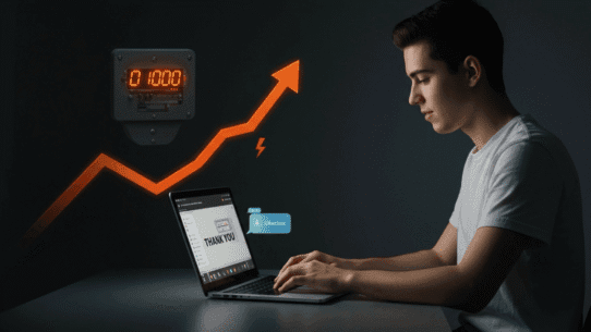 A man chatting with a chatbot