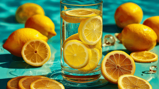 Lemon water and lemons