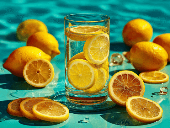 Lemon water and lemons