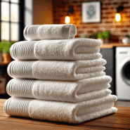 Neatly folded white towels placed on a table