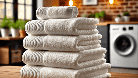 Neatly folded white towels placed on a table