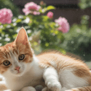 A playful kitten by the window at home