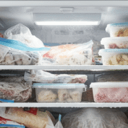 Frozen foods filled up in the freezer.